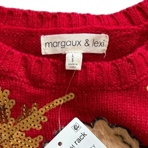 Margaux & Lexi Furry Puppy Sequin Winter Sweater 5 - Picture 3 of 3